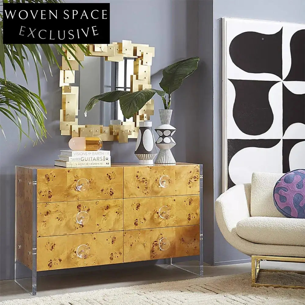 Elegant Solid Wood Sideboard with Drawers, Modern Dining Room Storage Cabinet