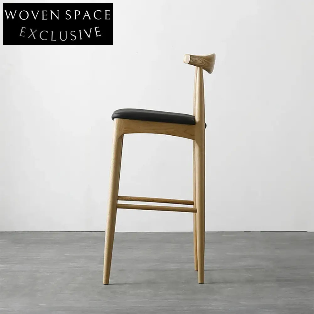 Elegant Solid Wood Upholstered Kitchen Bar Stool, Modern High Dining Chair