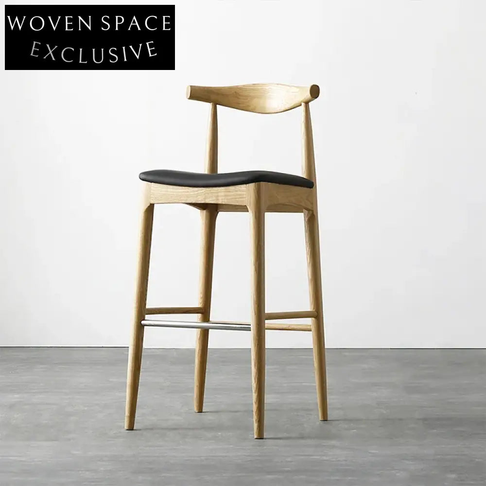 Elegant Solid Wood Upholstered Kitchen Bar Stool, Modern High Dining Chair