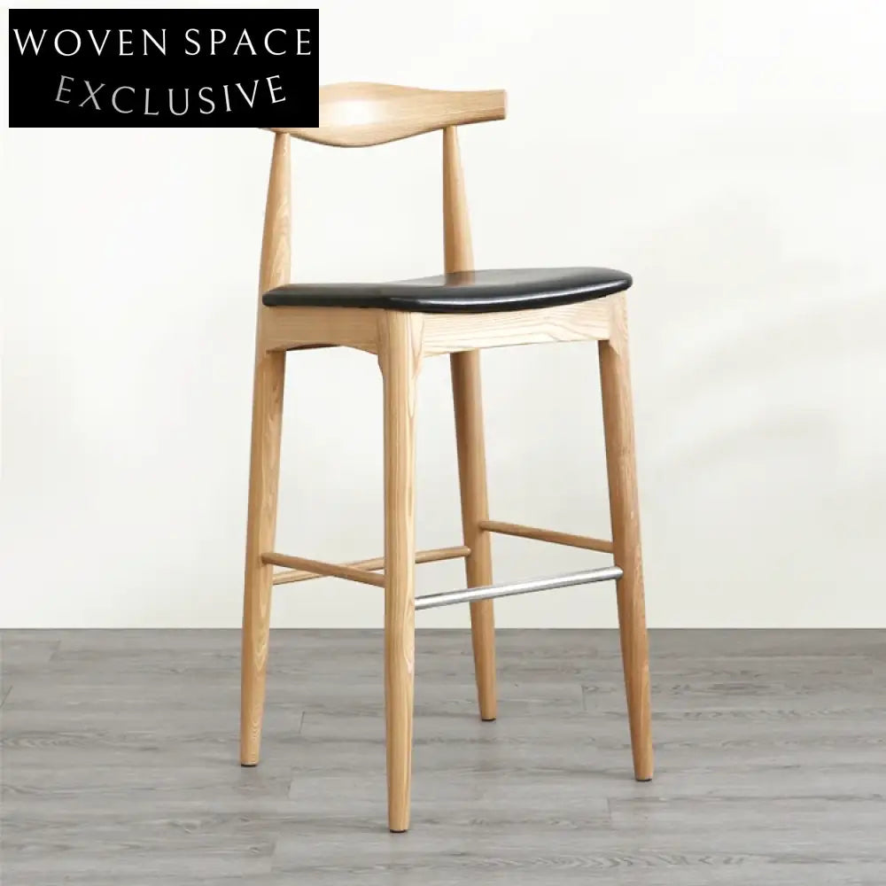 Elegant Solid Wood Upholstered Kitchen Bar Stool, Modern High Dining Chair