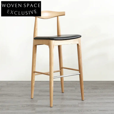 Elegant Solid Wood Upholstered Kitchen Bar Stool, Modern High Dining Chair