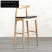 Elegant Solid Wood Upholstered Kitchen Bar Stool, Modern High Dining Chair