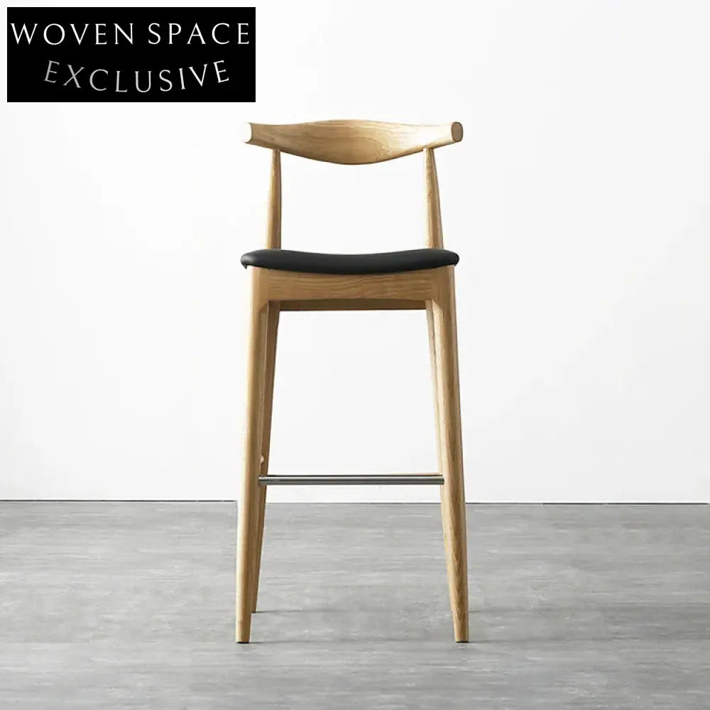 Elegant Solid Wood Upholstered Kitchen Bar Stool, Modern High Dining Chair