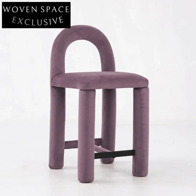 Elegant Solid Wood Velvet High Bar Stool for Kitchen Island