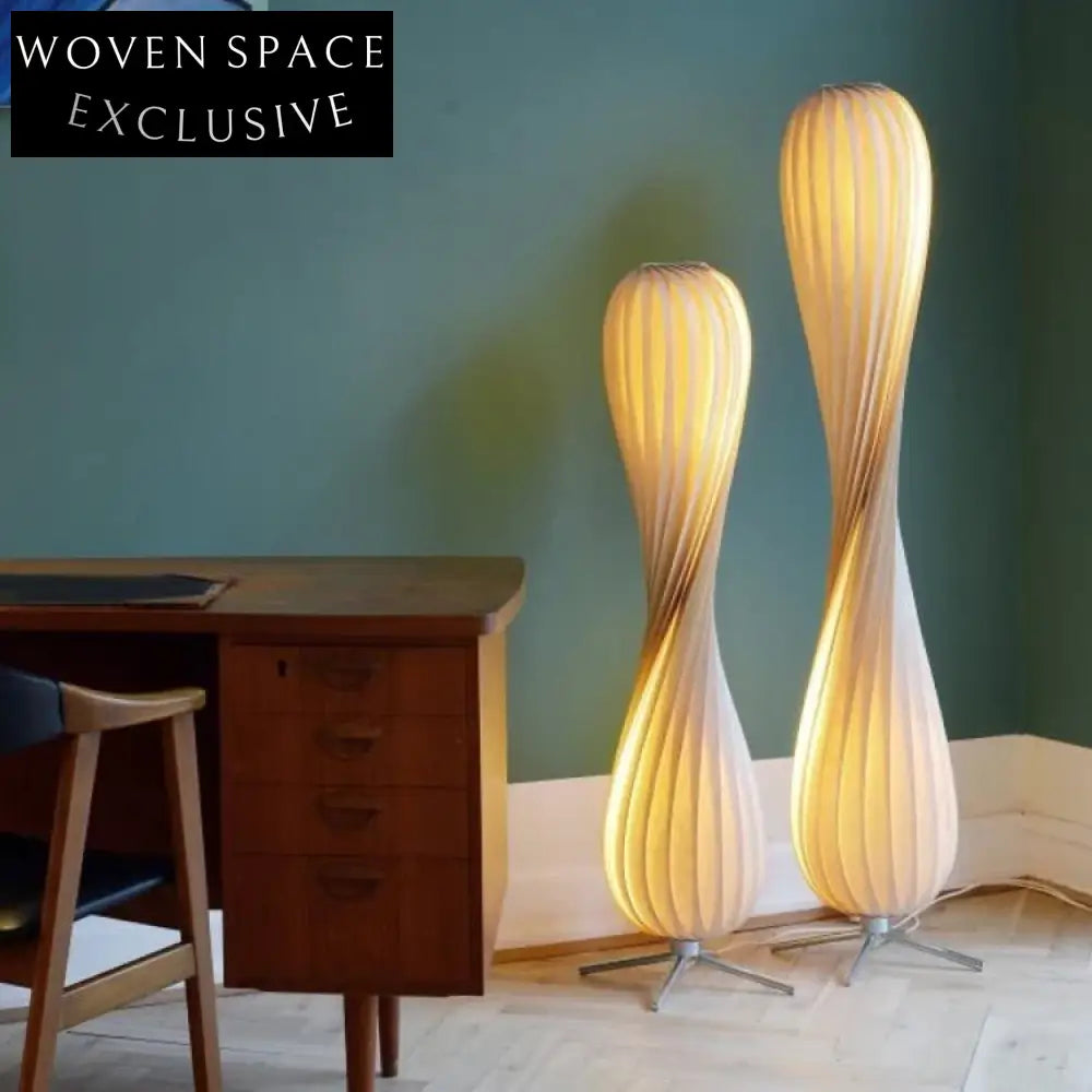 Elegant Spiral Iron LED Floor Lamp Warm Light Home Decor Modern Design