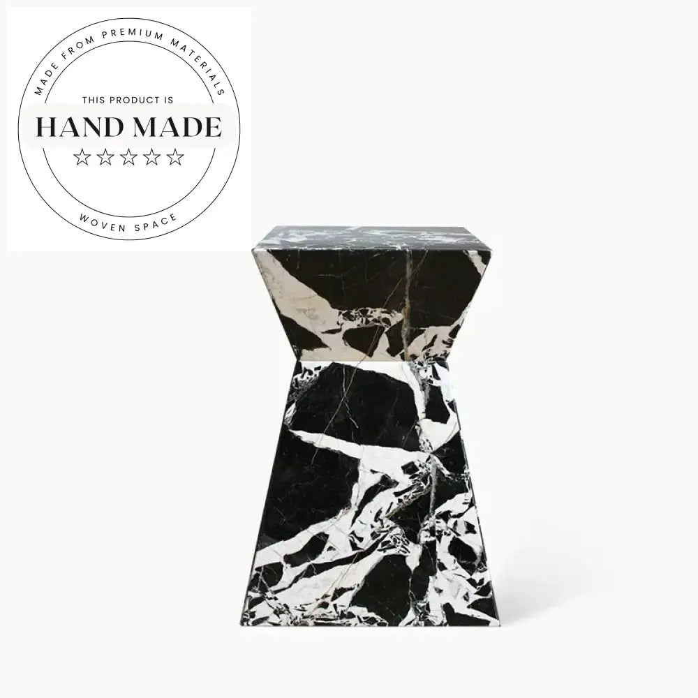 Elegant Square Black Marble Top Modern Garden Patio Side Table