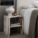 Elegant Square Marble Side Table with 2-Layer Shelving, Bedroom Nightstand