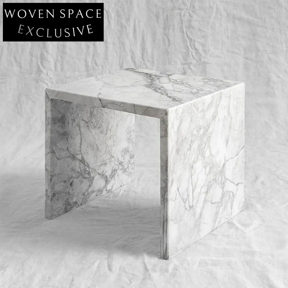 Elegant Square Natural Marble Side Table for Modern Living Room Decor