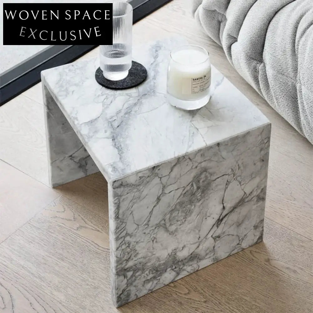 Elegant Square Natural Marble Side Table for Modern Living Room Decor