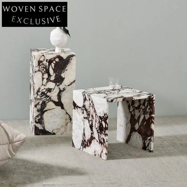 Elegant Square Natural Marble Side Table for Modern Living Room Decor