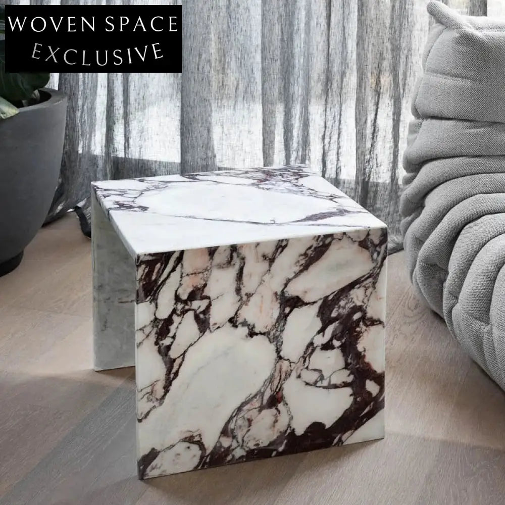 Elegant Square Natural Marble Side Table for Modern Living Room Decor