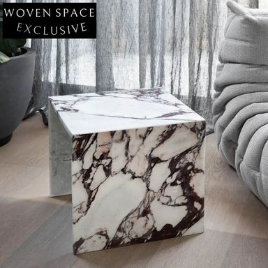 Elegant Square Natural Marble Side Table for Modern Living Room Decor