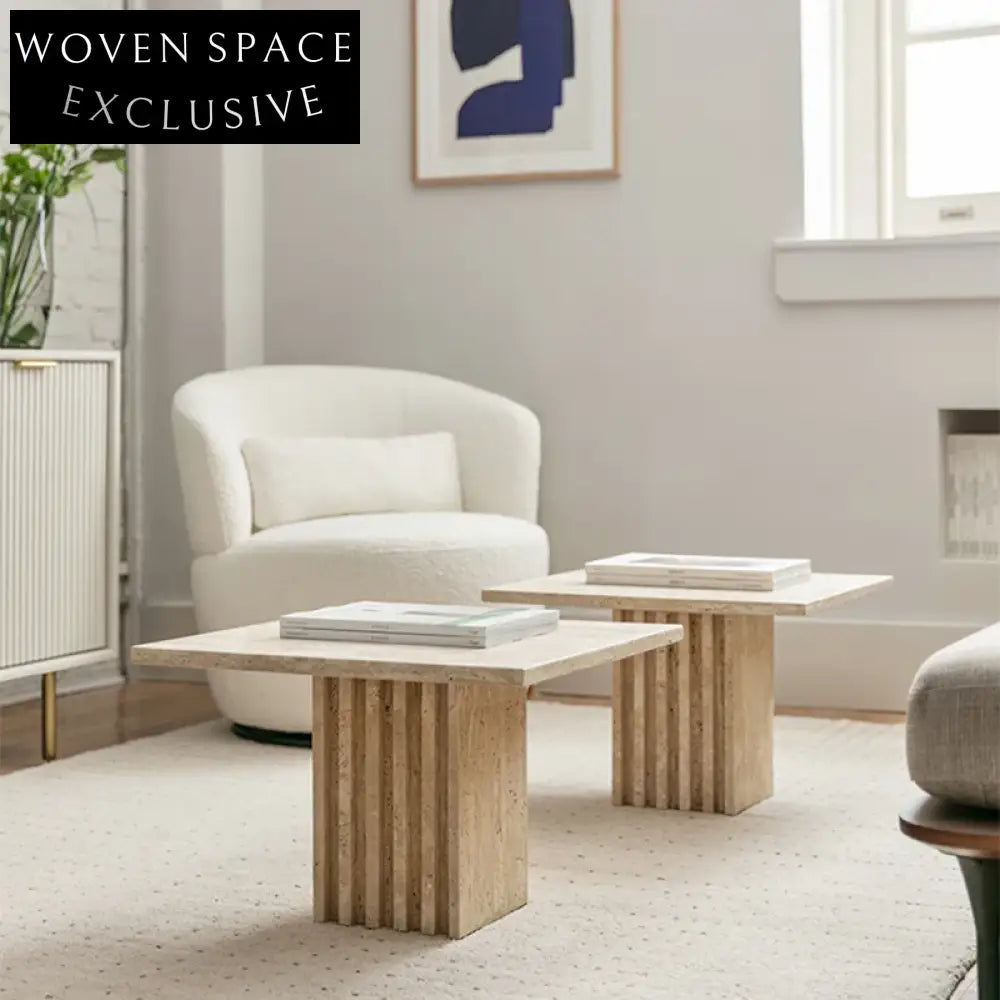 Elegant Square Natural Marble Top Modern Living Room Accent Coffee Table