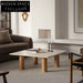 Elegant Square Natural Travertine Coffee Table with Solid Wood Legs for Living Room