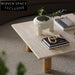 Elegant Square Natural Travertine Coffee Table with Solid Wood Legs for Living Room