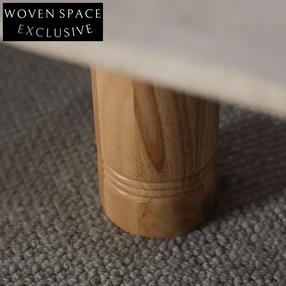 Elegant Square Natural Travertine Coffee Table with Solid Wood Legs for Living Room