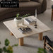 Elegant Square Natural Travertine Coffee Table with Solid Wood Legs for Living Room