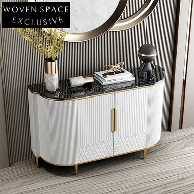 Elegant Stainless Frame Solid Wood Sideboard Cabinet TV Stand Furniture