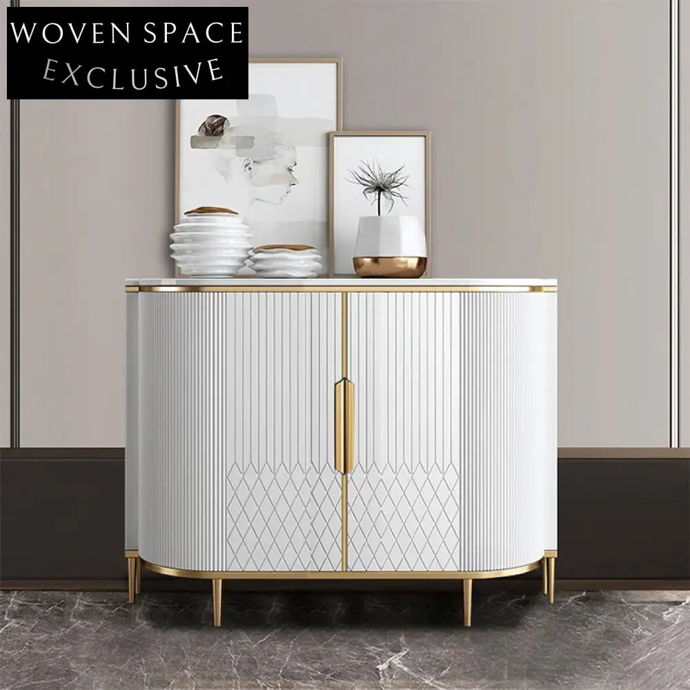 Elegant Stainless Frame Solid Wood Sideboard Cabinet TV Stand Furniture