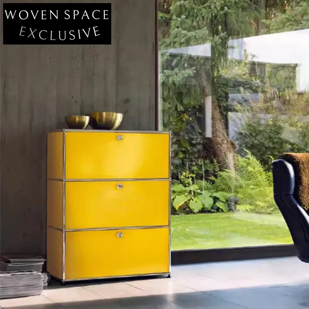 Elegant Stainless Steel Three-Layer Console Storage Cabinet for Living Room