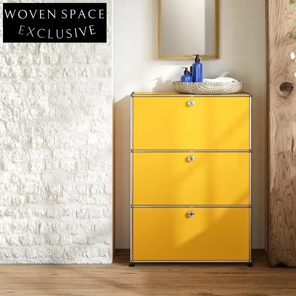 Elegant Stainless Steel Three-Layer Console Storage Cabinet for Living Room