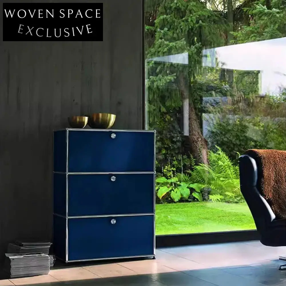 Elegant Stainless Steel Three-Layer Console Storage Cabinet for Living Room