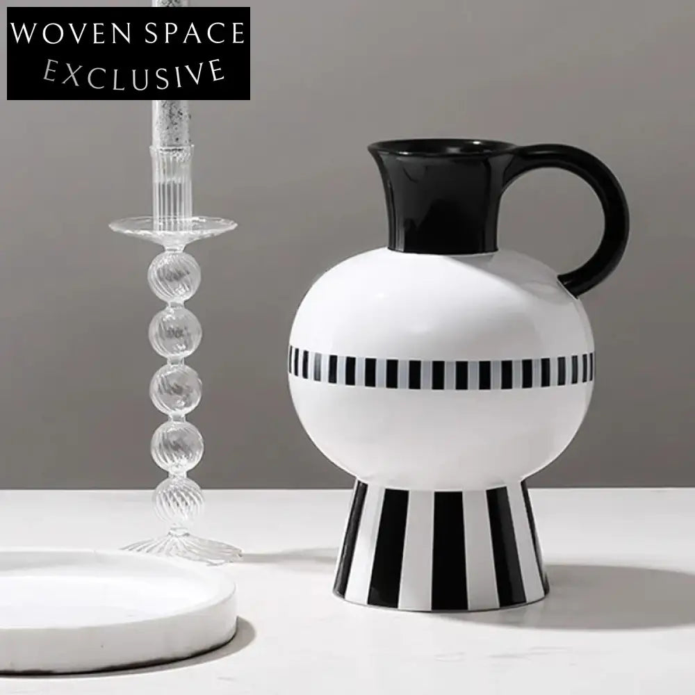 Elegant Striped Ceramic Tabletop Vase for Modern Home Decor Accents