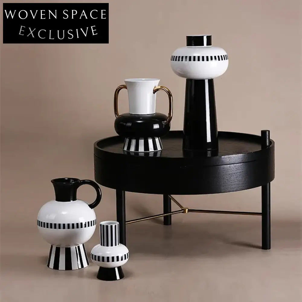 Elegant Striped Ceramic Tabletop Vase for Modern Home Decor Accents