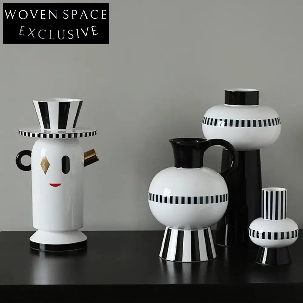 Elegant Striped Ceramic Tabletop Vase for Modern Home Decor Accents