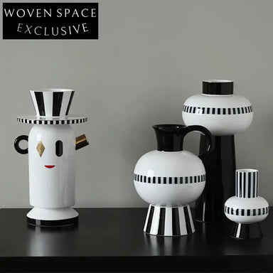 Elegant Striped Ceramic Tabletop Vase for Modern Home Decor Accents