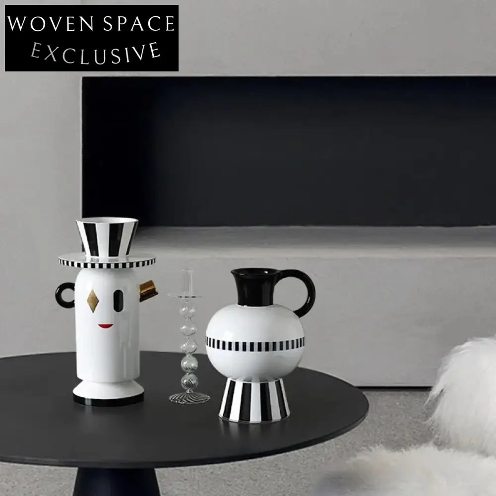 Elegant Striped Ceramic Tabletop Vase for Modern Home Decor Accents