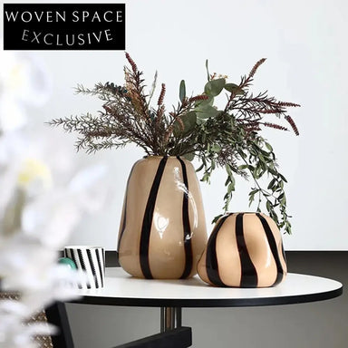 Elegant Striped Glass Vase Modern Retro Design for Home Decoration