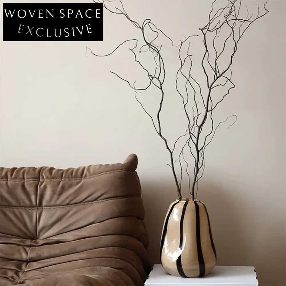 Elegant Striped Glass Vase Modern Retro Design for Home Decoration