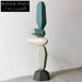 Elegant Tall Green Abstract Wooden Modern Decor Sculpture