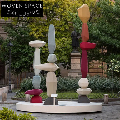 Elegant Tall Green Abstract Wooden Modern Decor Sculpture