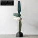 Elegant Tall Green Abstract Wooden Modern Decor Sculpture