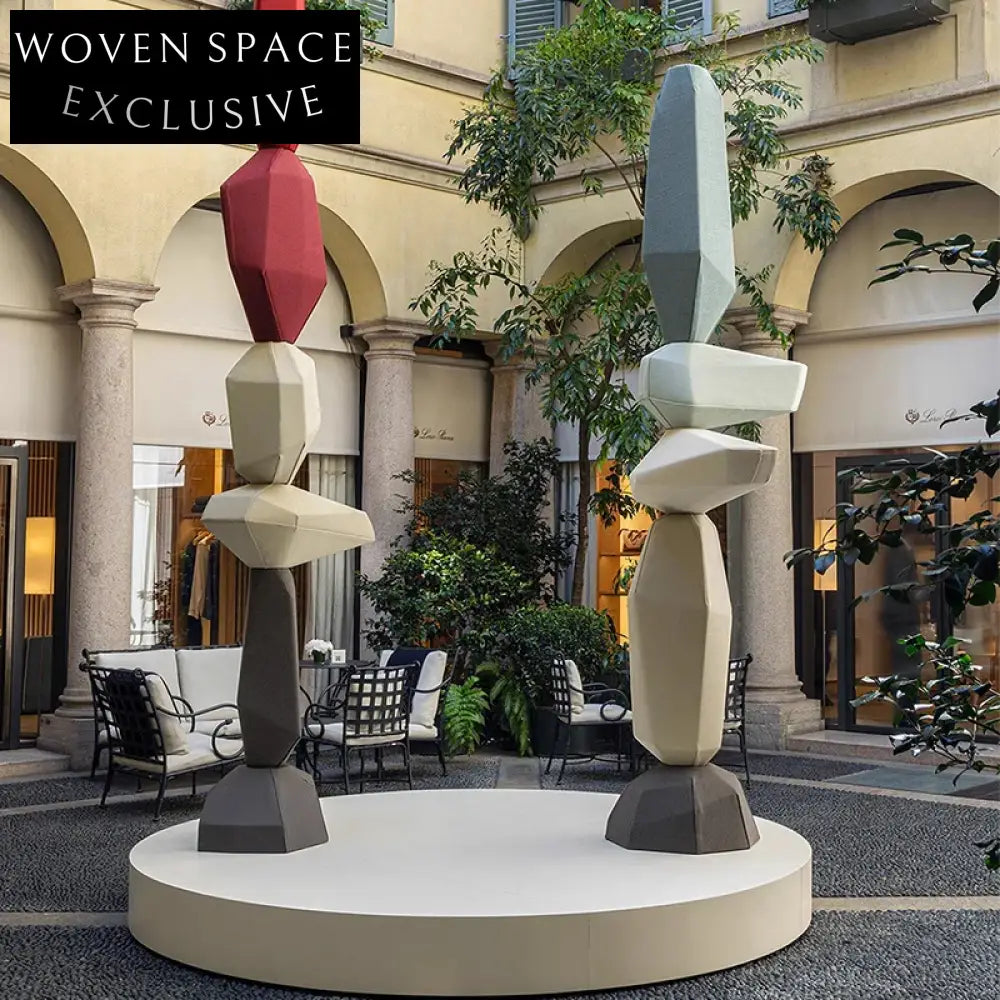 Elegant Tall Green Abstract Wooden Modern Decor Sculpture