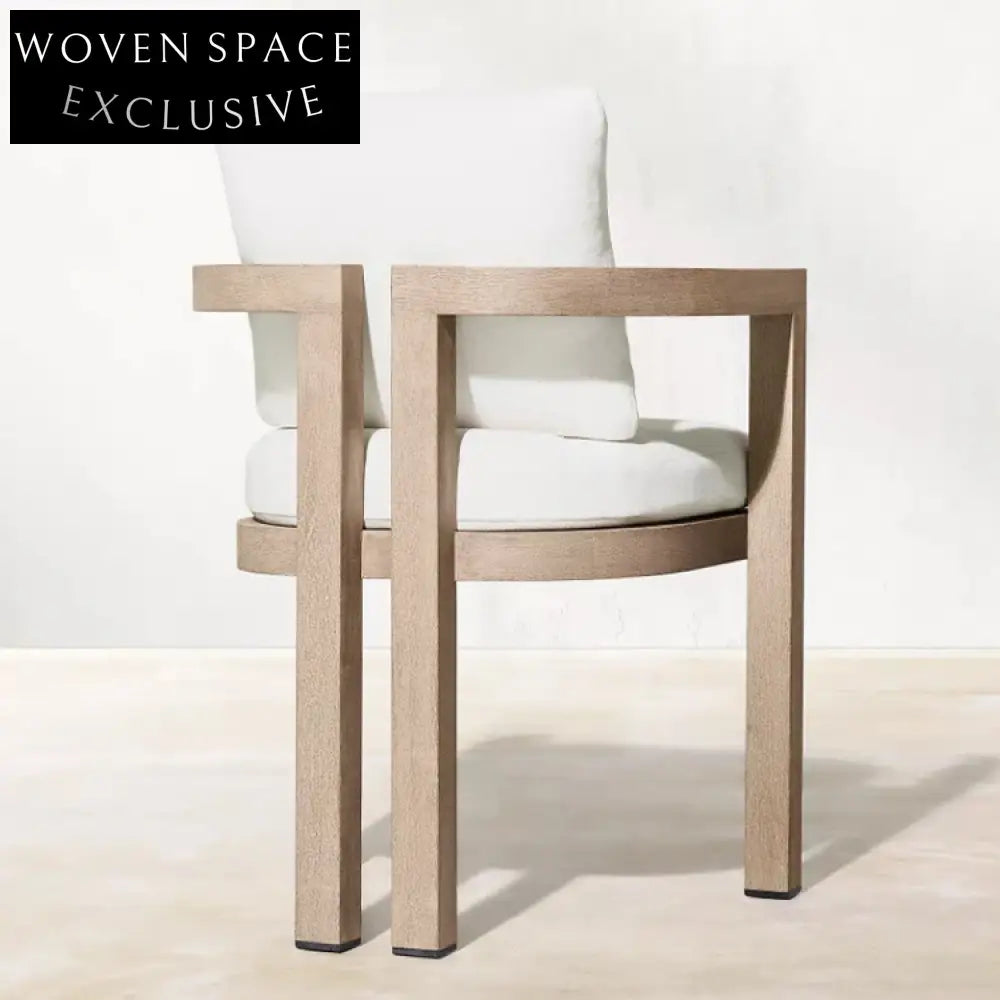 Elegant Teak Wood Outdoor Dining Set with Cushioned UV-Resistant Fabric Chairs