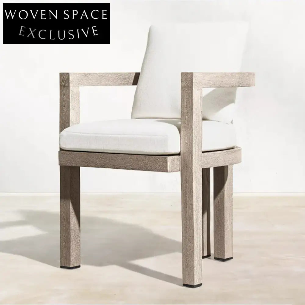 Elegant Teak Wood Outdoor Dining Set with Cushioned UV-Resistant Fabric Chairs