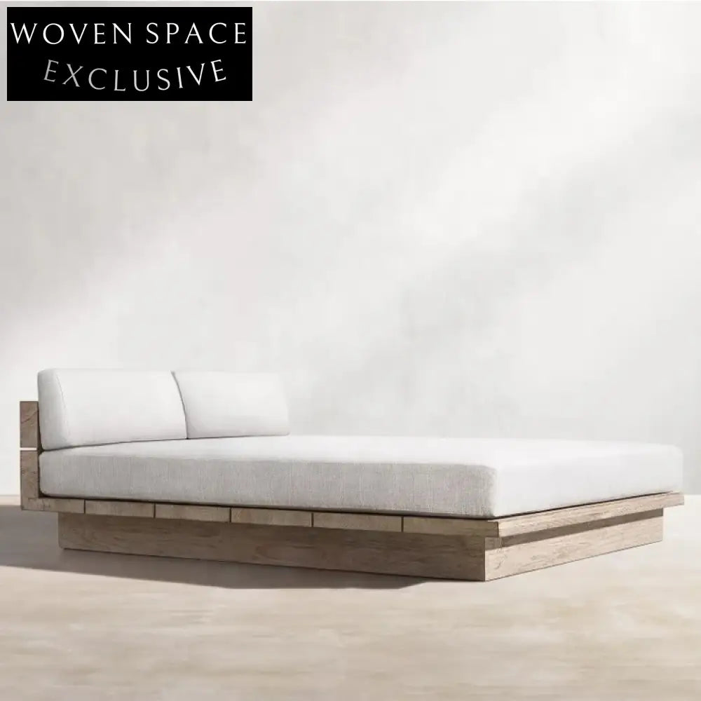 Elegant Teak Wood Outdoor Sun Lounger Daybed - Modern Patio Furniture