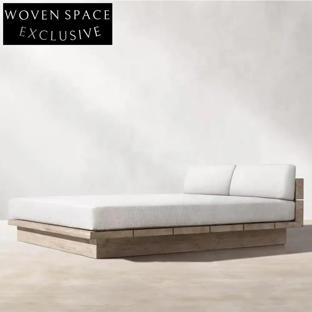 Elegant Teak Wood Outdoor Sun Lounger Daybed - Modern Patio Furniture