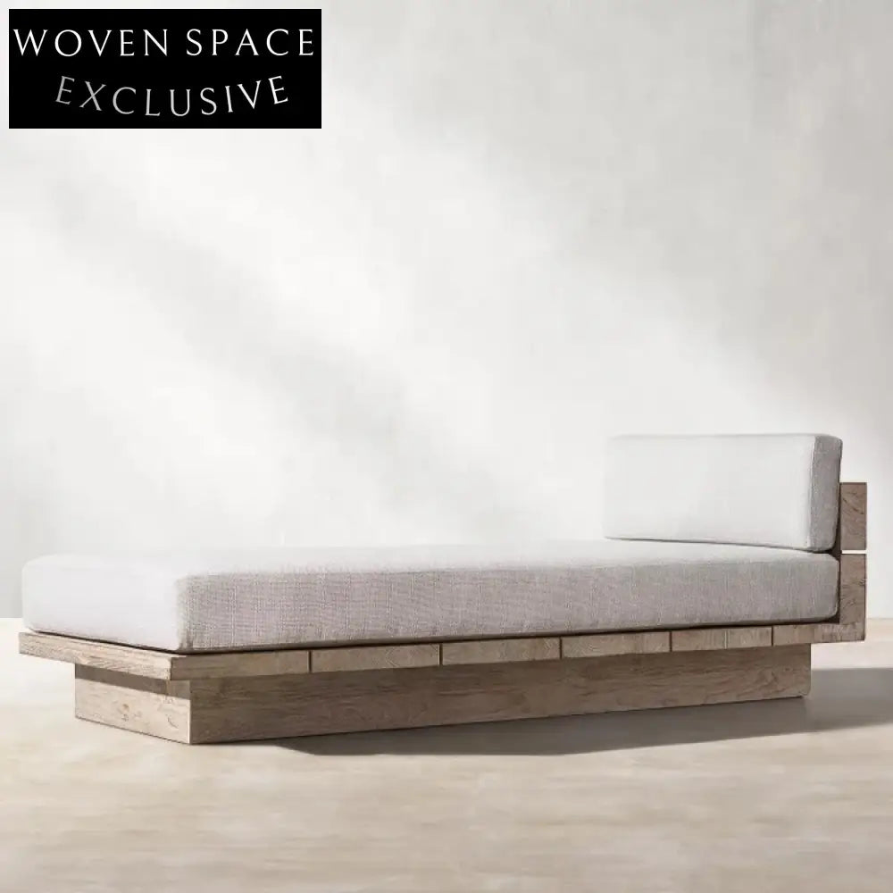 Elegant Teak Wood Outdoor Sun Lounger Daybed - Modern Patio Furniture