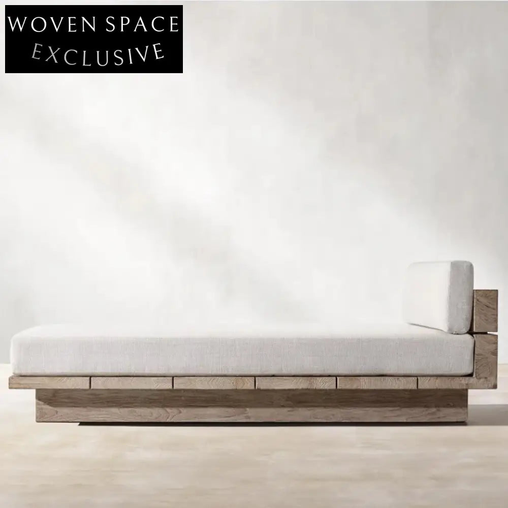 Elegant Teak Wood Outdoor Sun Lounger Daybed - Modern Patio Furniture
