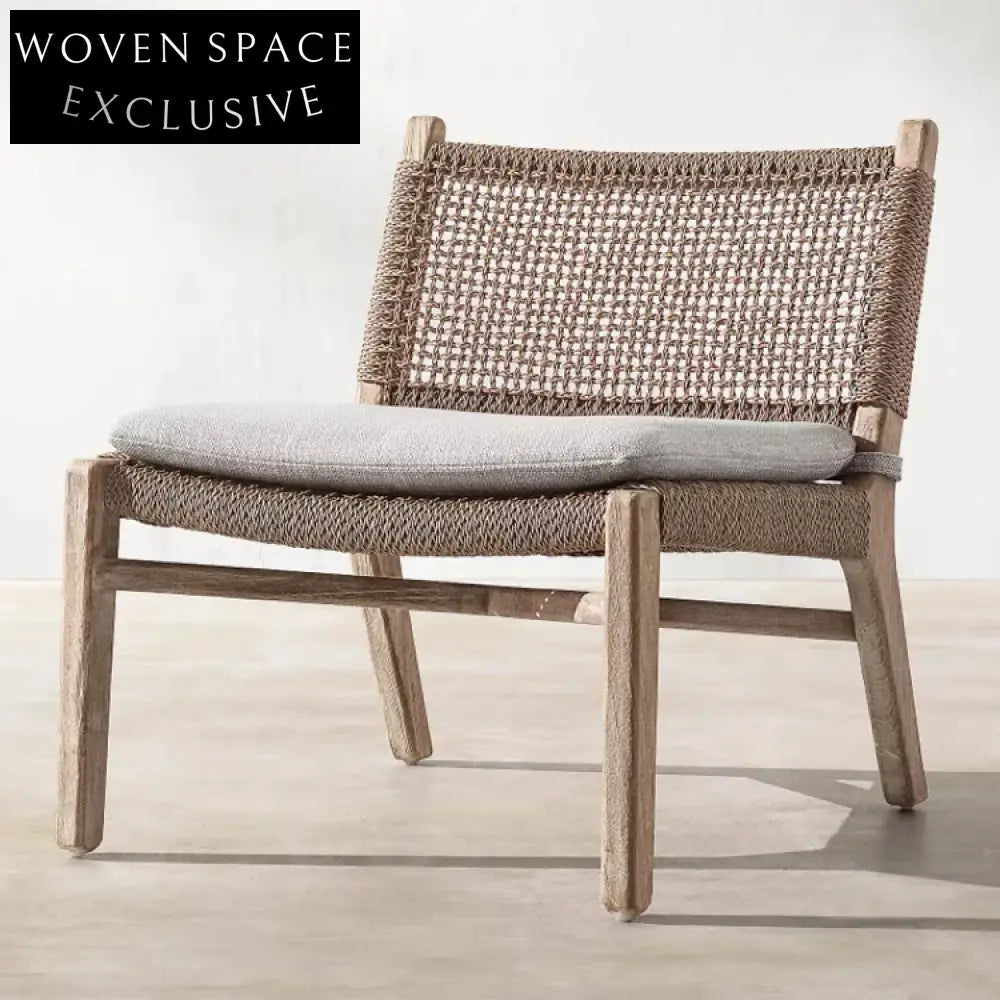 Elegant Teak Wood Rattan Outdoor Dining Chair for Bistro Cafe Patio