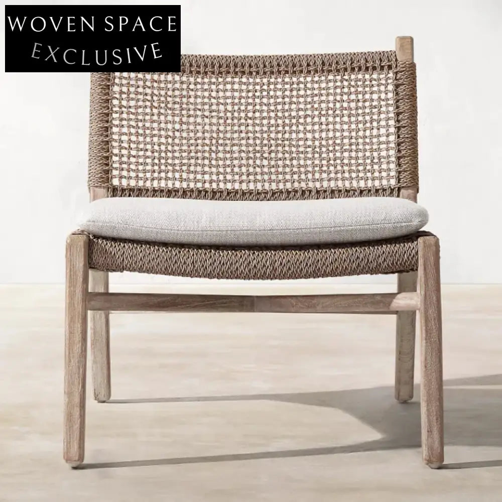 Elegant Teak Wood Rattan Outdoor Dining Chair for Bistro Cafe Patio