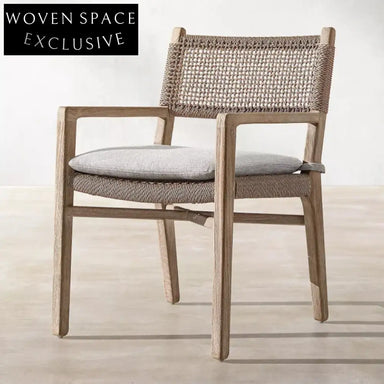 Elegant Teak Wood Rattan Outdoor Dining Chair for Bistro Cafe Patio