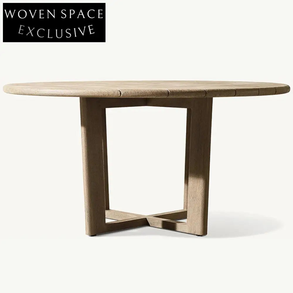 Elegant Teak Wood Round Outdoor Dining Table for Patio & Garden Gatherings