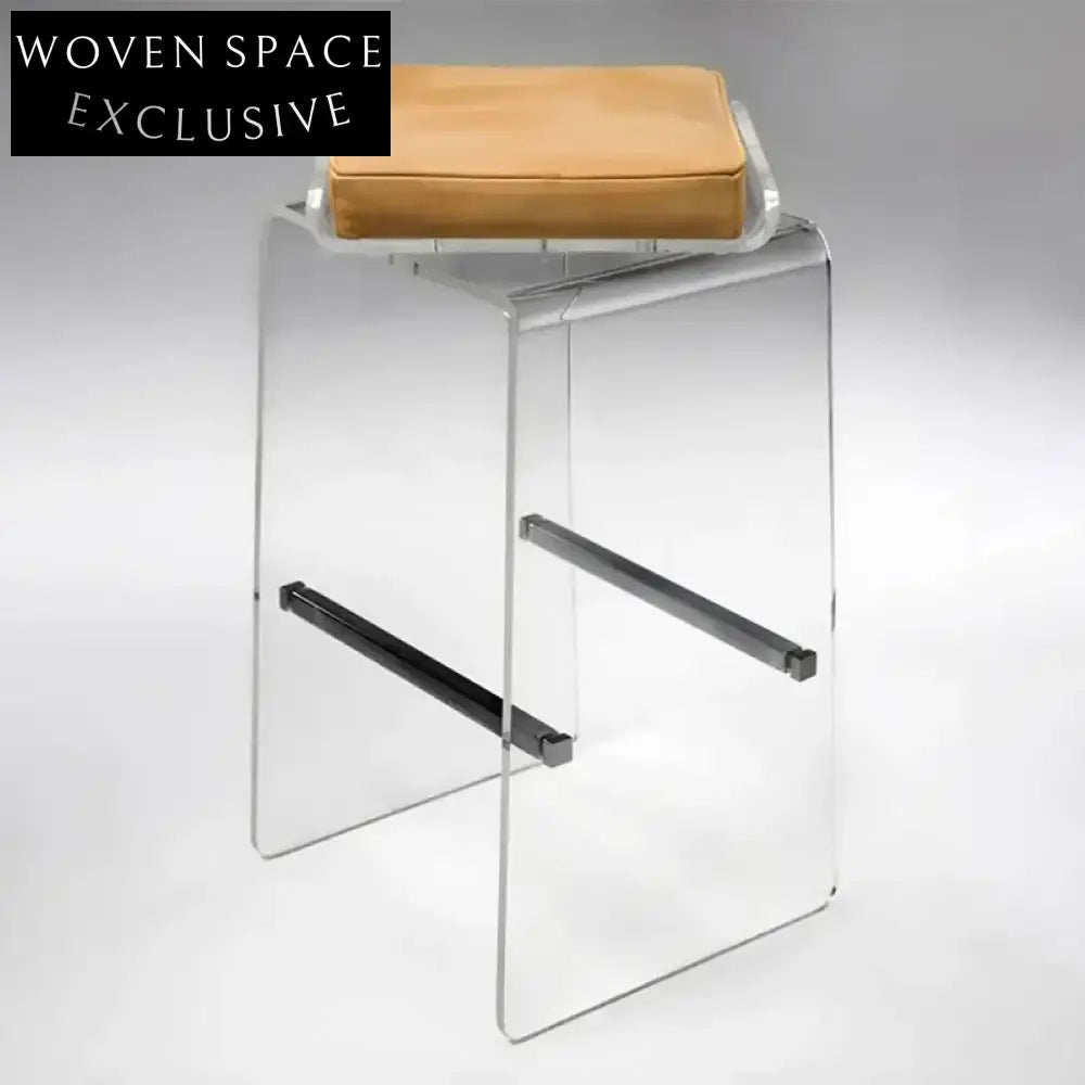 Elegant Transparent Acrylic Bar Stool with PU Leather Upholstery