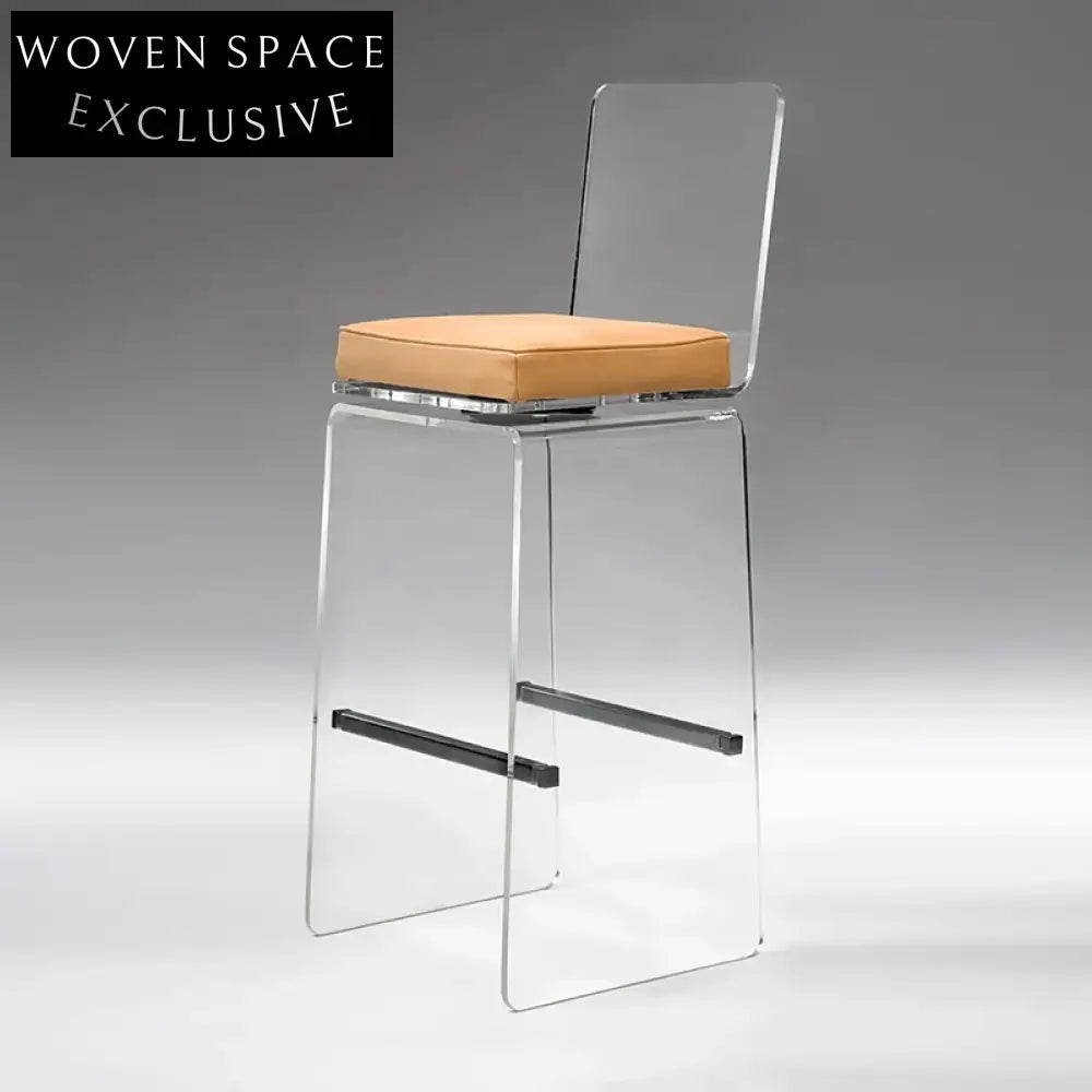 Elegant Transparent Acrylic Bar Stool with PU Leather Upholstery