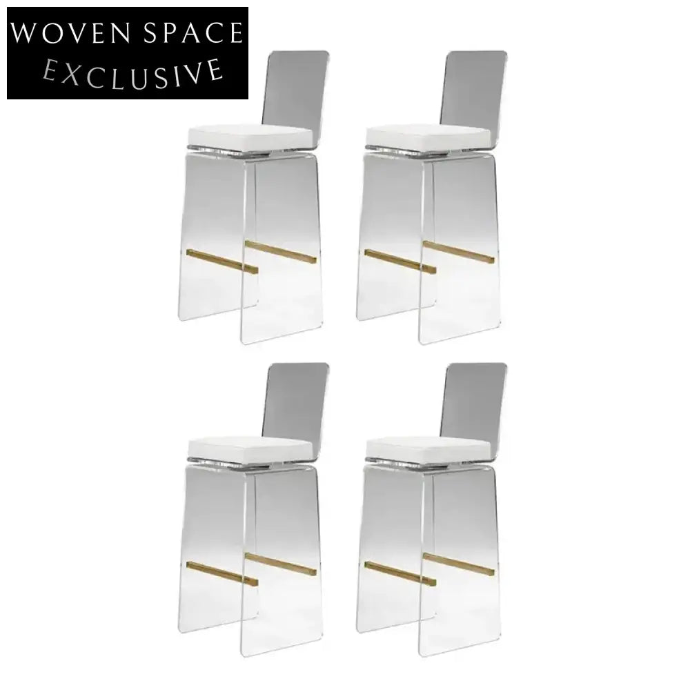 Elegant Transparent Acrylic Bar Stool with PU Leather Upholstery